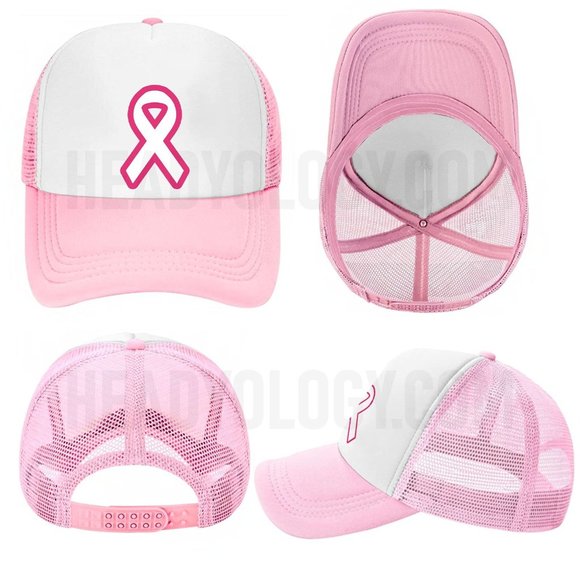 Cancer Awareness Hat Pink Ribbon Baseball Trucker Hat(Choose your color) - Picture 15 of 16